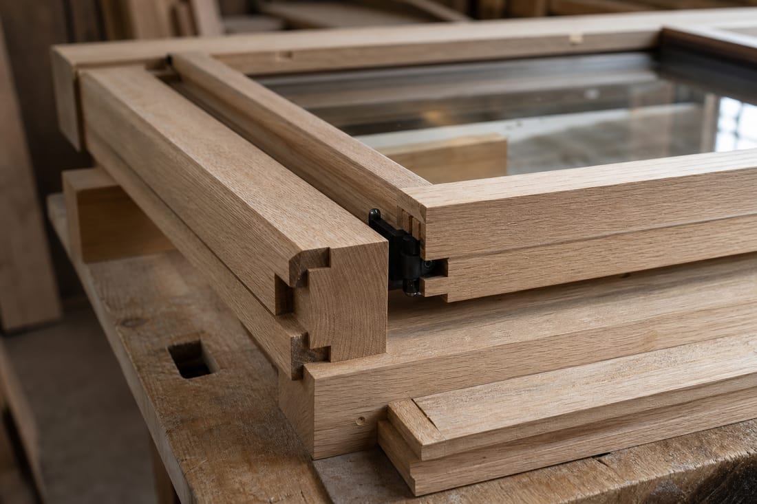 Exemple : fenêtre bois sur mesure en atelier